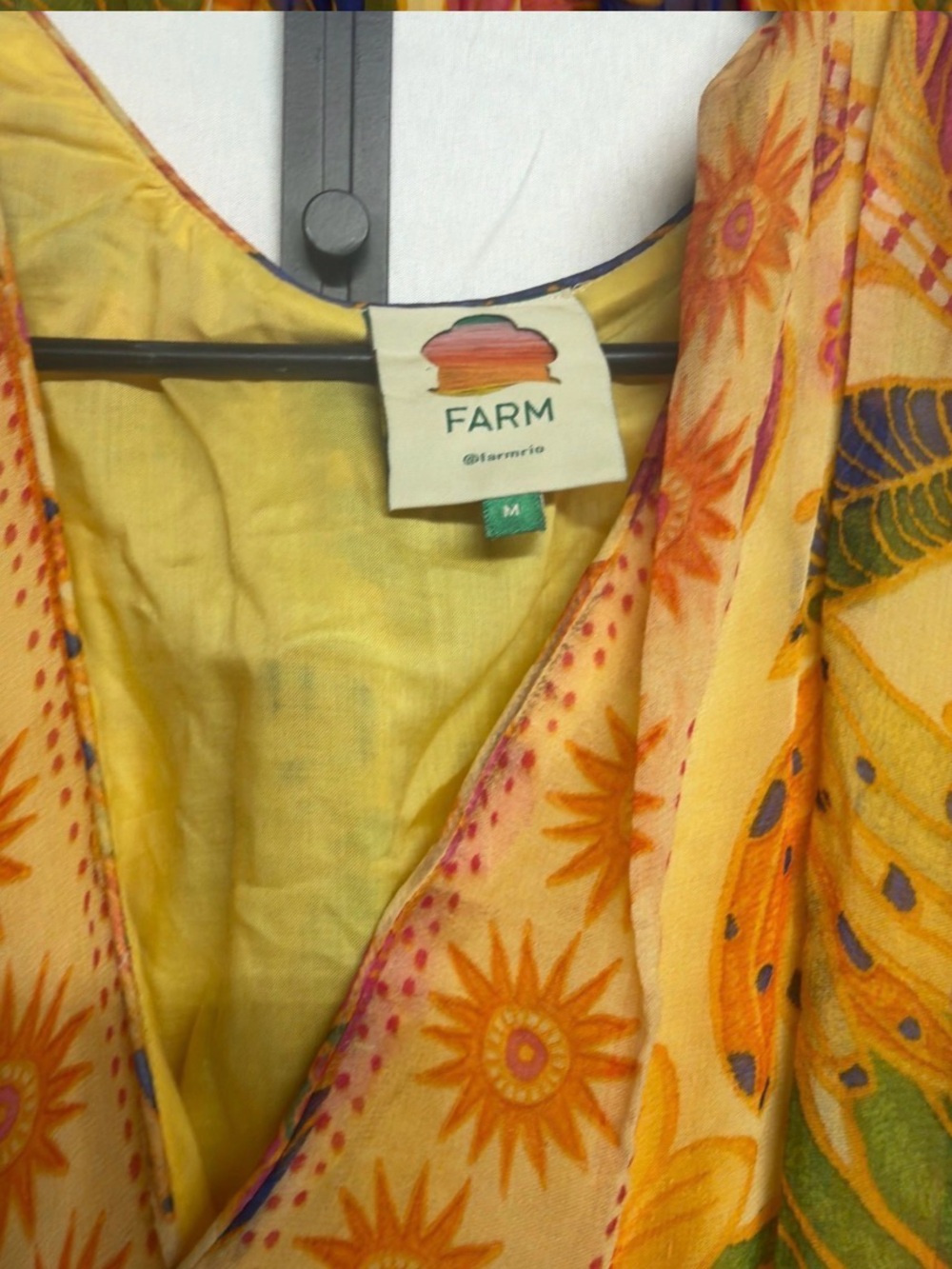 Farm Rio Yellow Rio Tapestry Tiered Hem Maxi Dress size M - Picture 5 of 6